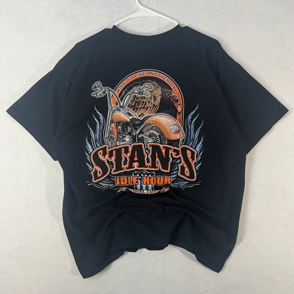Harley Davidson Stan's Idle Hour Florida Black Biker Tee Graphic Shirt Wings XL - Picture 4 of 9